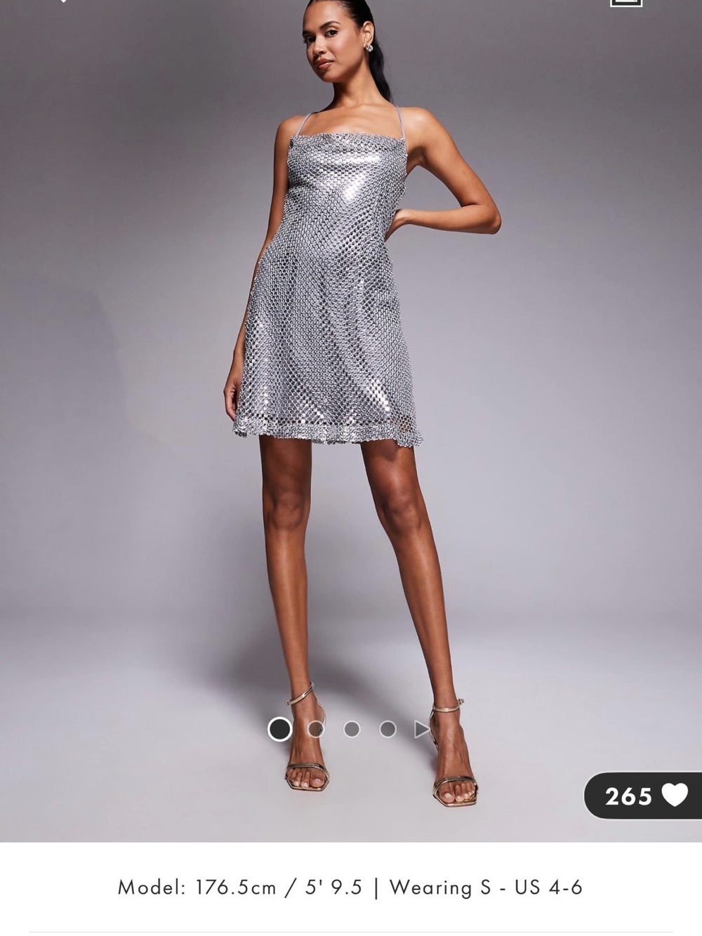 River Island sequin cowl neck mini dress in silver - Medium
